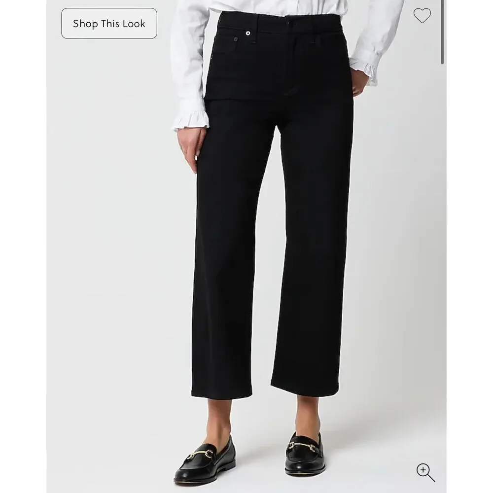 J. Crew Black wide-leg cropped jean in all-day stretch Black NWT size 35